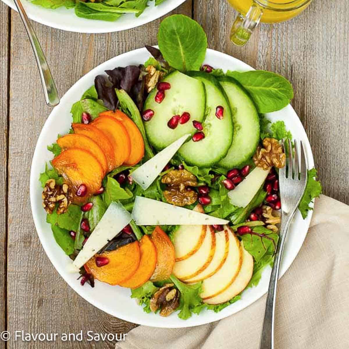 Persimmon Salad With Pomegranates And Maple Walnuts - Flavour And Savour