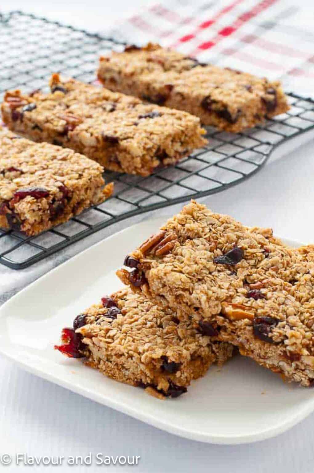 Chewy Cranberry Pecan Oat Bars - Flavour and Savour